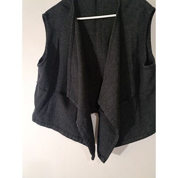Artists & Revolutionaries Womens Large Cropped Wool Vest Dark Gray MINIMALIST - Picture 2 of 7